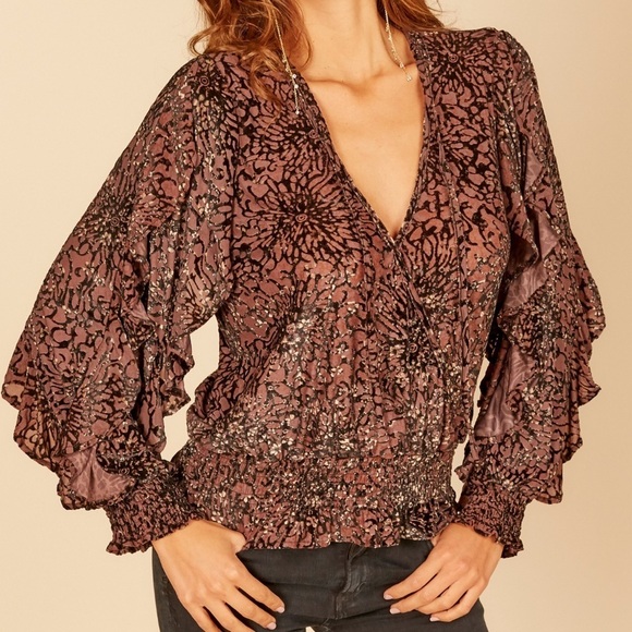 Vintage Havana Purple Boho Velvet Blouse - Picture 2 of 8